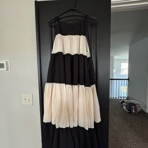 H&M Tiered Ruffled Maxi Dress Black and Cream